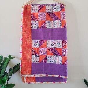Handcrafted  Butterfly Theme Vibrant Quilt/ Blanket - 58.5" × 35"